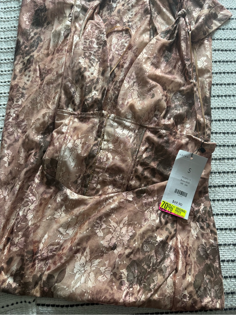 Akira dress Dre Dre Floral Satin Slip Dress in Blush Taupe